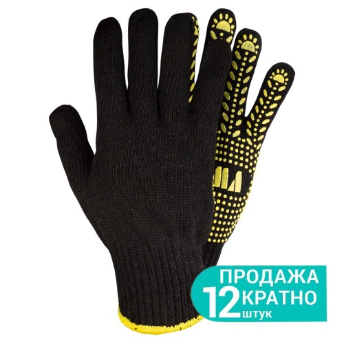 Рукавички трикотажні з крапковим ПВХ покриттям розмір10 Універсал (чорні) SIGMA (9442651)