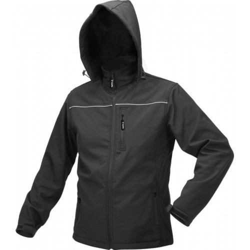Куртка рабочая SOFTSHELL с прикреплённым капюшоном YATO разм S, черный, 3 кармана, 96% полиэст и 4% спандекс