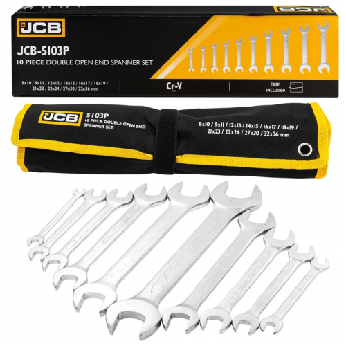 Набор рожково-накидных ключей в чехле, (8-36 мм), 10 ед. JCB Tools JCB-5103P