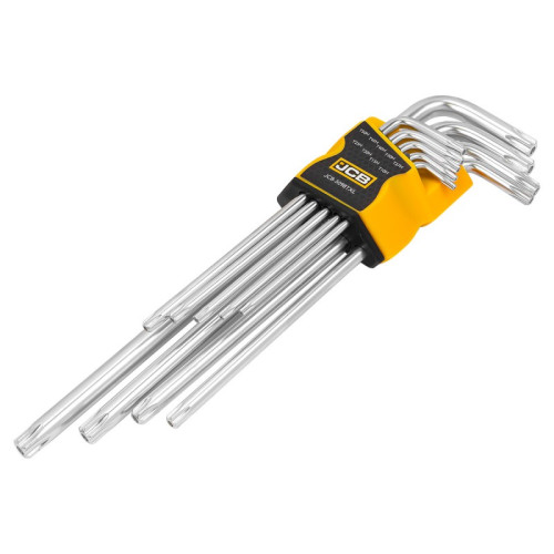 Набор удлинённых Г-образных ключей TORX T10H–T50H с отверстием, 9 шт. JCB Tools JCB-5098TXL