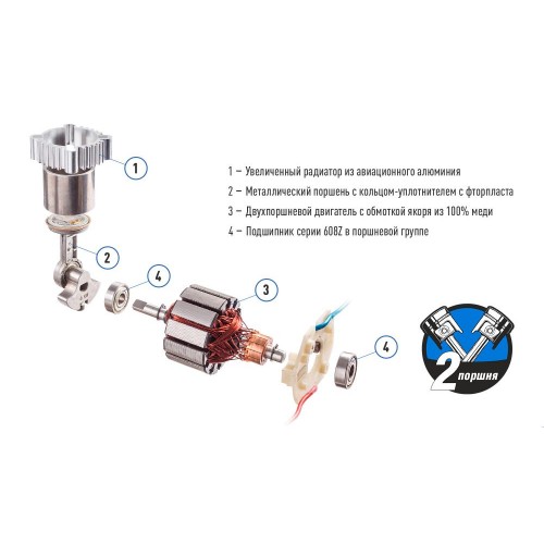 Компрессор "ViTOL" К-72 150psi/23Amp/90л/2 цилиндра/шланг 5,0м/клеммное подключение