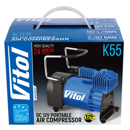 Автомобільний компресор "ViTOL" К-55 150psi/23Amp/50л/шланг 5,0м з дефлятором (К-55)