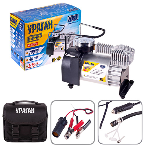 Компрессор автомобильный "Ураган" 150psi/15Amp/40л/мин(КА-У12050)