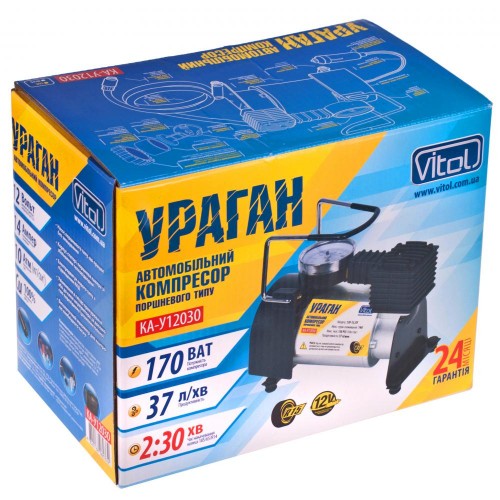 Компрессор автомобильный "Ураган" 150psi/14Amp/37л/мин (КА-У12030)