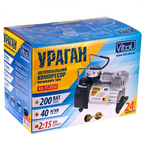 Компрессор автомобильный "Ураган" 150psi/15Amp/40л/мин(КА-У12050)