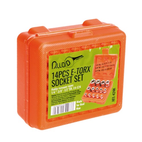 Набор торцевых головок TORX(E) 1/4"-3/8"-1/2"DR, Е4-Е24, 14 предм Alloid