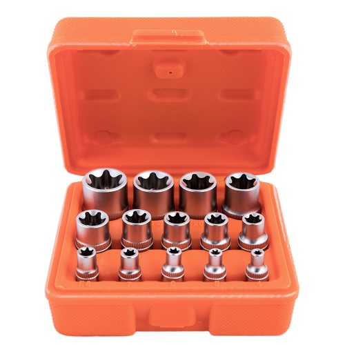 Набор торцевых головок TORX(E) 1/4"-3/8"-1/2"DR, Е4-Е24, 14 предм Alloid